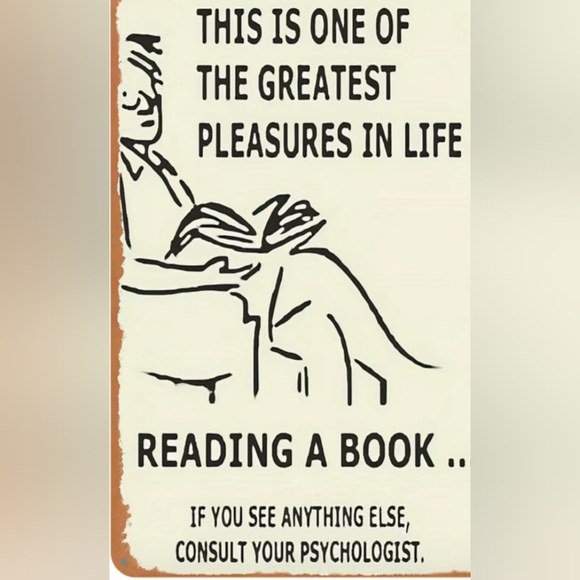 Reading A Book Decorative Tin Sign - Picture 1 of 4